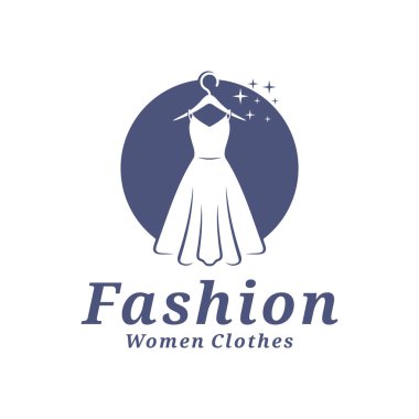 Kadın giyim logosu tasarım vektörü çizimi. Kadınlar Moda logosu konsept şablonu