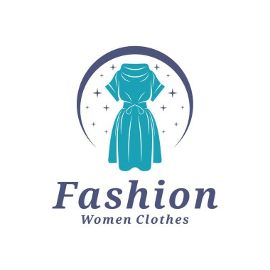 Kadın giyim logosu tasarım vektörü çizimi. Kadınlar Moda logosu konsept şablonu