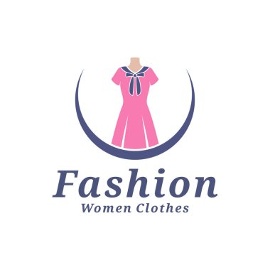 Kadın giyim logosu tasarım vektörü çizimi. Kadınlar Moda logosu konsept şablonu