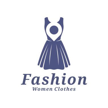 Puan logosu tasarım vektörü çizimi olan kadın kıyafetleri. Kadınlar Moda logosu konsept şablonu