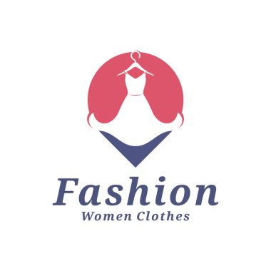 Puan logosu tasarım vektörü çizimi olan kadın kıyafetleri. Kadınlar Moda logosu konsept şablonu