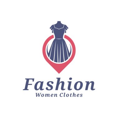 Puan logosu tasarım vektörü çizimi olan kadın kıyafetleri. Kadınlar Moda logosu konsept şablonu