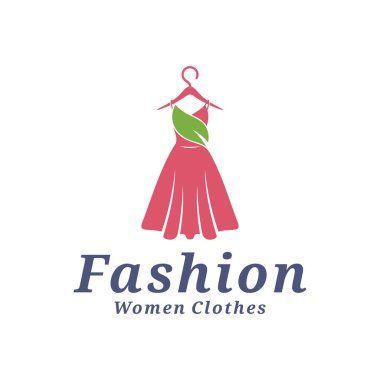 Yaprak logolu kadın giysileri vektör çizimi. Kadınlar Moda logosu konsept şablonu