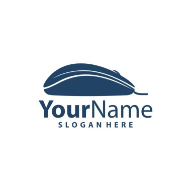 Bilgisayar Fare logosu tasarım vektör çizimi. Fare logo konsept şablonu