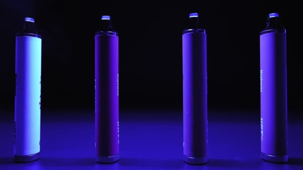Lots Cigarettes Vapes Neon Lighting Smoke Concept Bad Habits Modern — 비디오