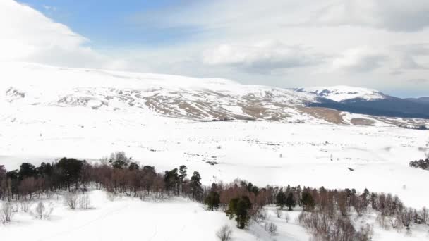 Hermoso Paisaje Montaña Invierno Día Nublado Plano Aéreo Estación Esquí — Vídeo de stock