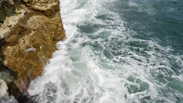 Sea Waves Wash Rocks Storm Bad Weather Sea Super Slow — Stock Video