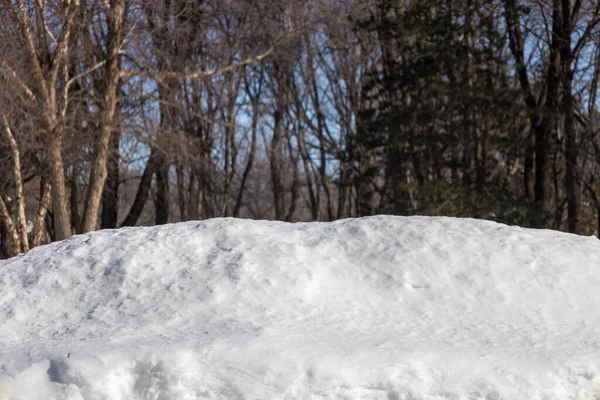 Full Frame Landscape Texture Background Snow Covered Ground Beginning Melt — Stock Photo, Image