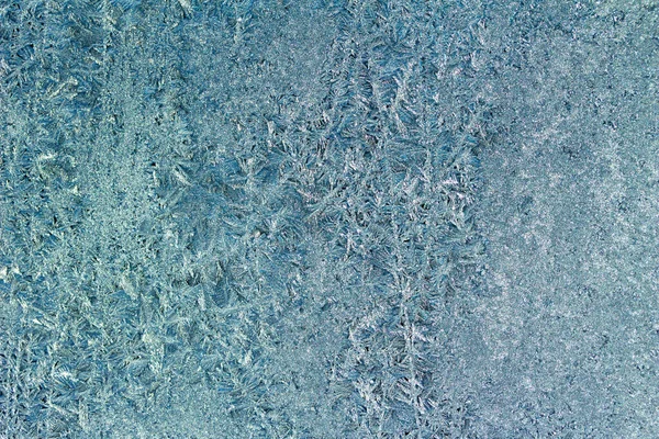 Makro Abstrakter Hintergrund Einer Eisgefrosteten Glasscheibe Mit Schimmernden Kristall Design — Stockfoto