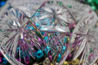 Odaklanamayan kurşun kristal cam kapağın tam kare makro desen arka planı