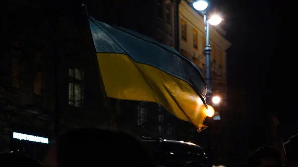 波兰克拉科夫 2023年2月24日 乌克兰难民周年游行入侵俄罗斯军队领土乌克兰 年战争 — 图库照片