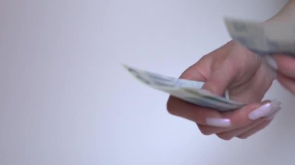 Großaufnahme Weiblicher Hände Die Geld Gehalt Zloty Polnische Währungen Zählen — Stockvideo