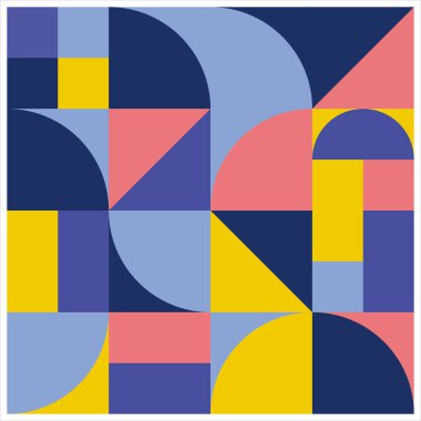 Soyut çember geometrik arkaplan tasarımı. Daire şeklinde mozaik süsleme. Güzel ve eşsiz renkli geometrik duvar kâğıdı kare sanat tahtasında