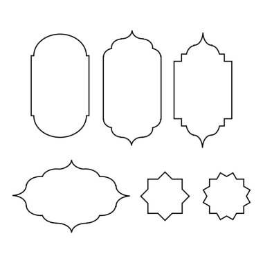 İslami sınır, İslami elementler vektörü, İslami çerçeve tasarımı şablonu. Ramazan poster tasarımı için mükemmel, bayram tebrik kartları ve İslami alıntı metinleri için kopyalama alanı. Müslüman tasarımı için uygun