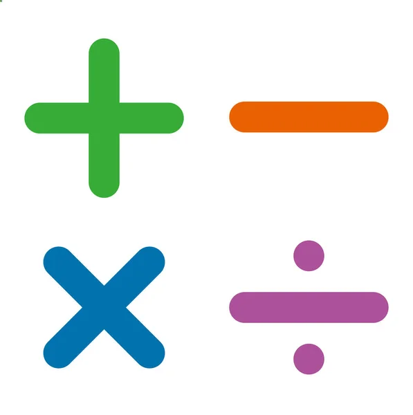 Μαθηματικά Σύμβολα Πλήρες Χρώμα Εικονίδιο Αριθμομηχανή Για Υπολογιστή Λευκό Φόντο — Διανυσματικό Αρχείο