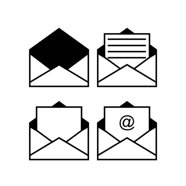 Desenho Ilustração Conjunto Ícones Envelope Branco Contorno Vetor Editável Eps10 — Vetor de Stock