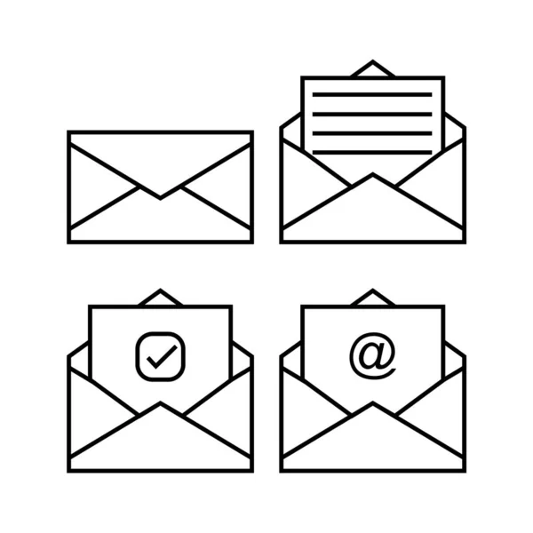Desenho Ilustração Conjunto Ícones Envelope Branco Contorno Vetor Editável Eps10 —  Vetores de Stock