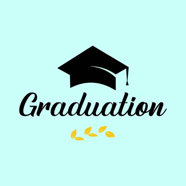 Illustration Vectorielle Chapeau Robe Graduation Sur Fond Turquoise Casquettes Jetées — Image vectorielle