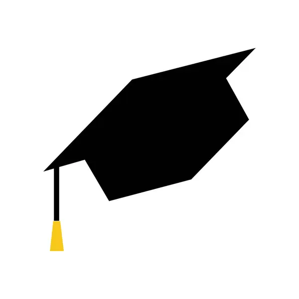 Son Sınıf Öğrencisi Şapkası Silueti Beyaz Arka Planda Siyah Bir — Stok Vektör