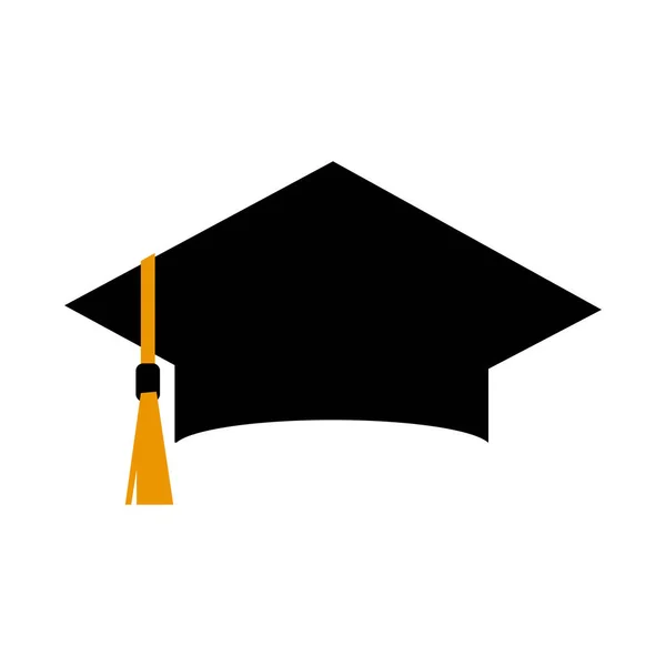 Graduation Hat Which Symbol Intelligence Achievement Silhouette Black Toga White — Stock Vector