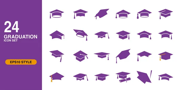 Icono Graduación Formato Eps10 Set Símbolos Graduación Color Púrpura Conjunto — Archivo Imágenes Vectoriales