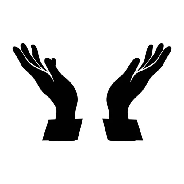 Mãos Segurando Vetor Design Mãos Orando Logotipo Apoio Paz Gestos — Vetor de Stock
