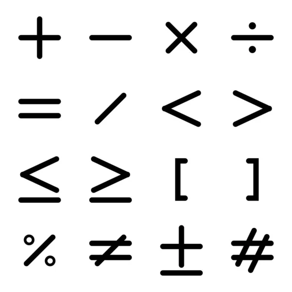 Iconos Matemáticos Símbolos Matemáticos Iconos Vectoriales Para Cálculos Añadir Menos — Archivo Imágenes Vectoriales