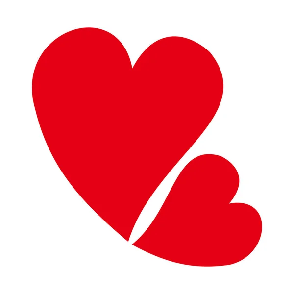 Símbolo Rojo Simple Plano Icono Dos Corazones Logotipo Aislado Sobre — Vector de stock