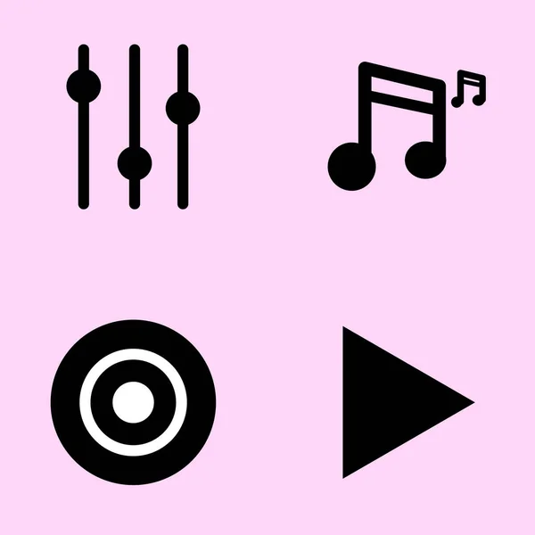 Icône Musique Sertie Illustration Noire Élément Base Conception Graphique Vecteur — Image vectorielle