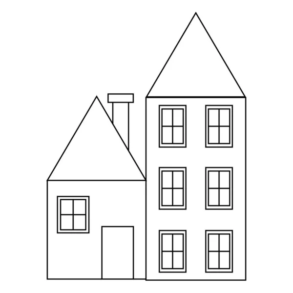 Kleurplaten Voor Meerdere Verdiepingen Woning Van Het Huis Wit Met — Stockvector