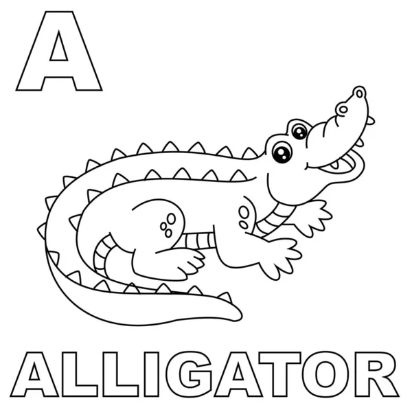 Coloriage Animal Alligator Avec Majuscule Pour Initier Les Enfants Aux — Image vectorielle