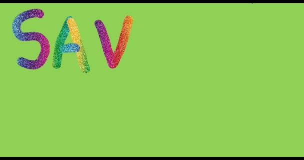Ручная Анимация Цветными Чернилами Которая Говорит Сохранить Украину Зеленом Фоне — стоковое видео