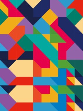 Seamless pattern with colorful geometric shapes. abstract backgrounds. Vector illustration. Portrait background with geometric patterns such as triangles, squares, parallelograms etc