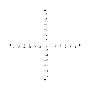 Illustration of cartesian coordinates for learning math. Crossed arrows isolated on white background. Black and white vector illustration. Plane shape, coordinate system.