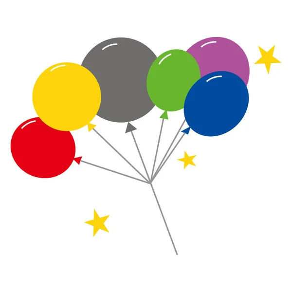 Birthday Balloons Stars Isolated White Background Vector Illustration Balloon Illustration — Stock Vector