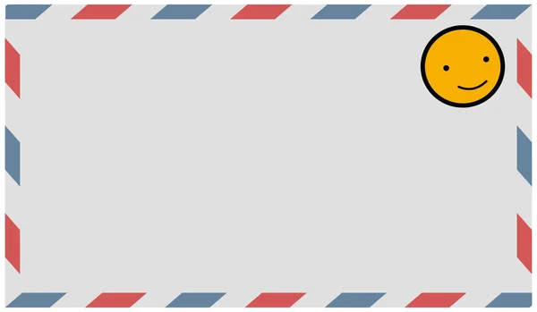 Postal Envelope Smiley Face Isolated White Background Vector Illustration Old — Stockvektor