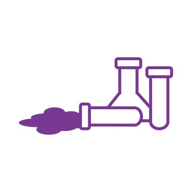 Tüplü test laboratuvarı izole edilmiş ikon vektör çizim rengi mor. Lise kimya deneyindeki test tüpünün bir yansıması. Eğitim ve bilim tasarımı için uygun