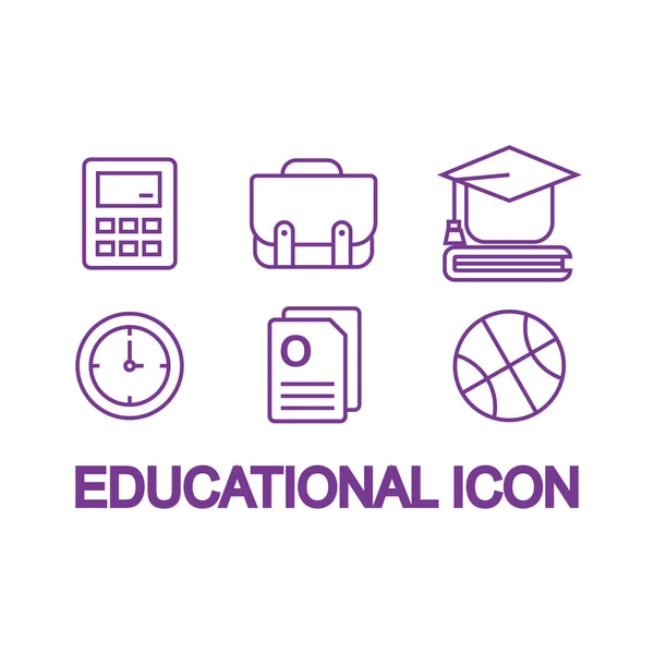 Istruzione Icona Set Design Illustrazione Vettoriale Eps10 Grafica Sfondo Bianco — Vettoriale Stock