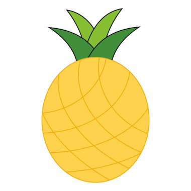 Ananas tropikal meyve ikonu vektör çizim grafik tasarımı. Sağlıklı yiyecek, tropikal meyve vb. tasarımları için uygun taze sarı bir ananas tasviri.