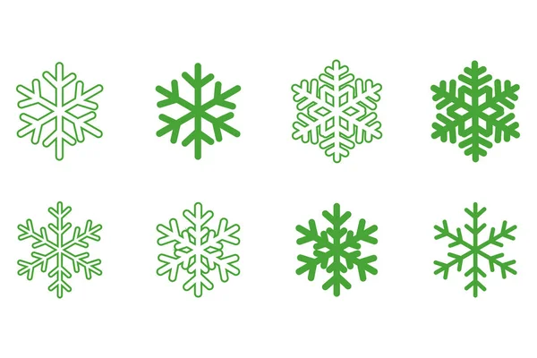 Шаблон Дизайна Иконок Вектора Снежинки Коллекция Символов Зеленого Цвета Снежинки — стоковый вектор