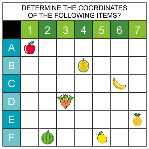 Jeux Éducatifs Pour Les Enfants Comptez Combien Fruits Légumes Introduction — Image vectorielle