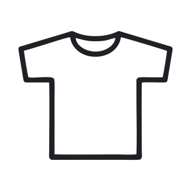 Tişört simgesi vektörü web ve mobil uygulama tasarımınız için beyaz arkaplanda izole edilmiş, T-shirt logosu konsepti. Logo tasarımı ya da boyama sayfası olarak kullanılabilir