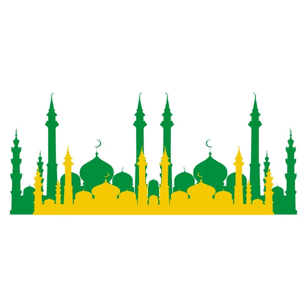 白色背景上的清真寺轮廓矢量图解 拉马丹 卡里姆适于设计宗教问候 穆斯林节日庆祝等活动 — 图库矢量图片