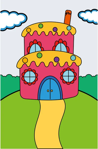 Забавный Дом Парке Векторная Иллюстрация Милого Дома Подходит Оформления Детских — стоковый вектор
