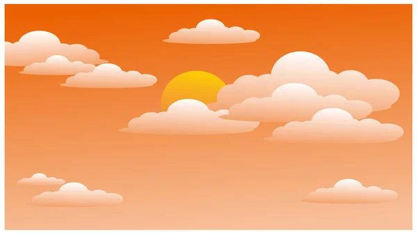 Захід Сонця Хмари Помаранчевому Тлі Векторні Ілюстрації Вашого Дизайну Прекрасний — стоковий вектор