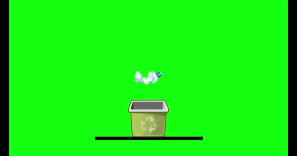 Zielony Ekran Pozbywanie Się Śmieci Jego Miejsce Zielonym Tle Animacja — Wideo stockowe