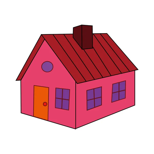 房产图标图像矢量图解设计 可爱的房子图标图像矢量设计橙色和粉色的颜色 简易3D房屋草图 — 图库照片