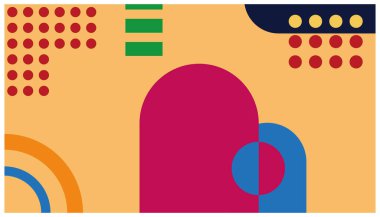 Geometrik şekilli ve noktalı Art & IllustratioSoyut arkaplan. Soyut arkaplan, geometrik şekiller ve retro-modern tarz renkleri. Vektör çizimi. eps10n