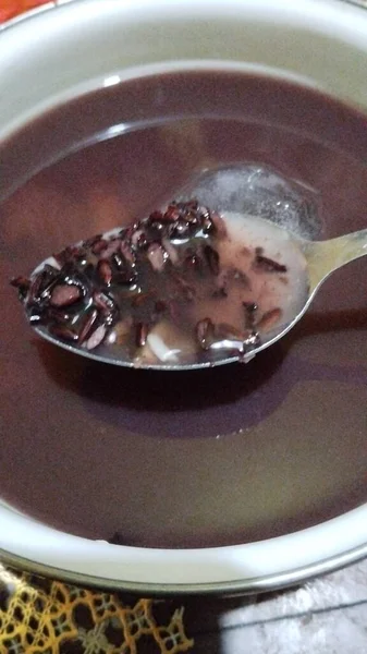Bowl Hot Chocolate Spoon Napkin Spoonful Mixed Ice Closed Food — Stock Photo, Image