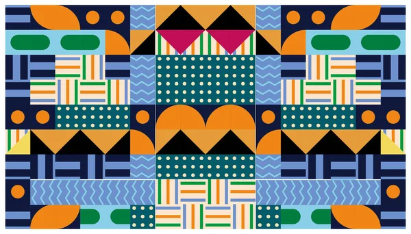 Nahtloses Afrikanisches Muster Mit Geometrischen Elementen Retro Memphis Stil Stammesvektorornament — Stockvektor